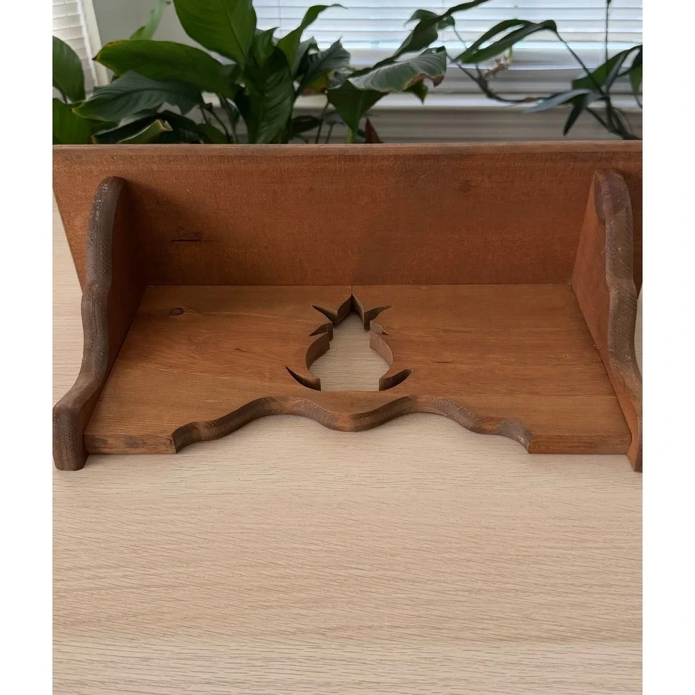Vintage Wood Pineapple Wall Shelf Scalloped Edge Colonial Hospitality Decor